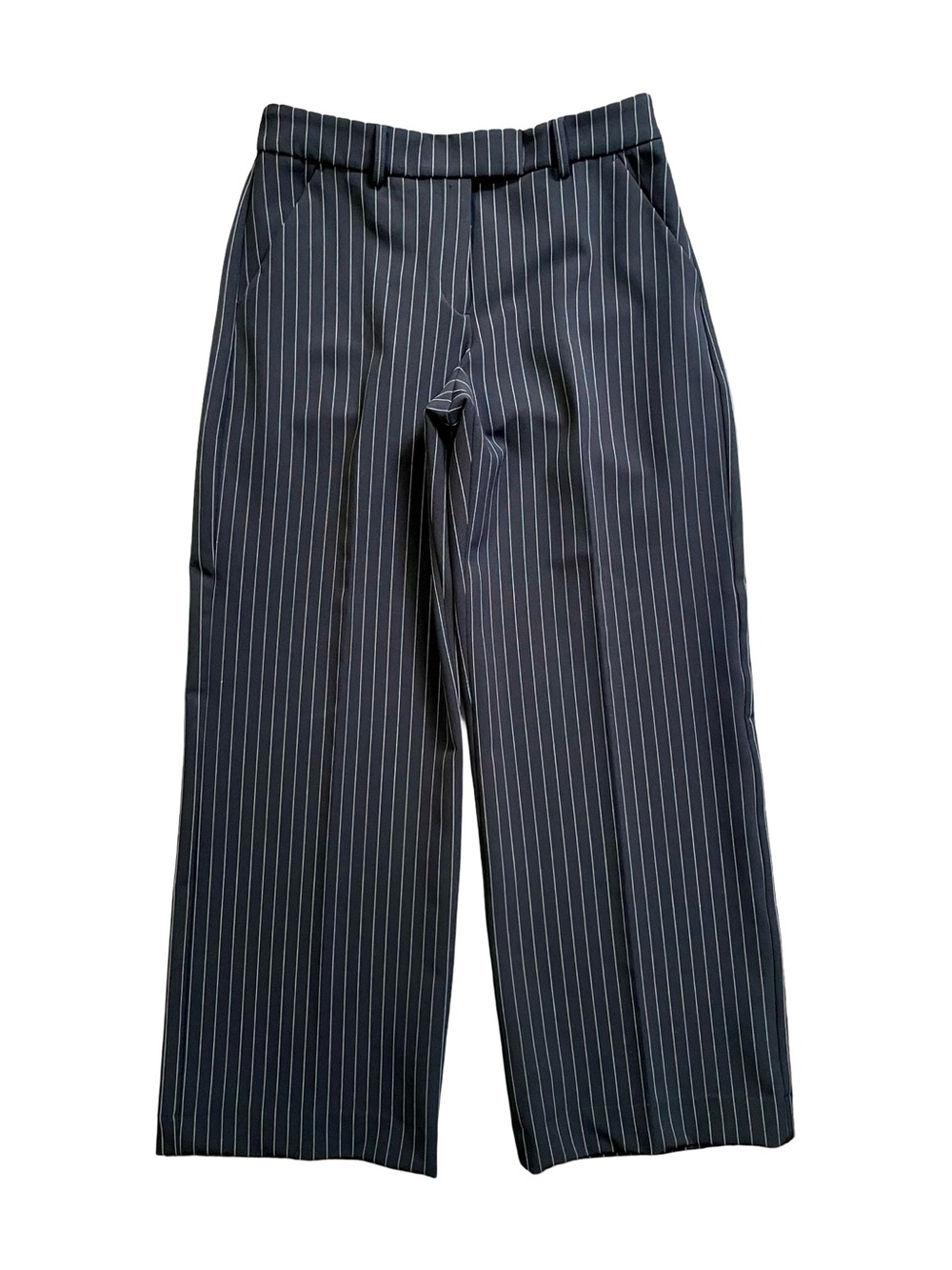 Express Editor Black Pinstripe Double-Breasted Blazer + Pants Suit Set - Picture 7 of 10